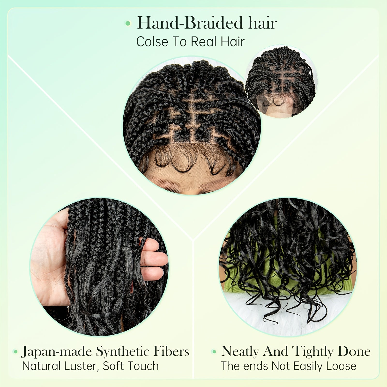 20 Inches - 9*6 HD Front Lace Braided Wigs with Curly Ends, Goddess Box Braids Crochet Hair, Braid Wigs Curly Ends Part Braided Front Lace Wig, Handmade Braiding Wigs with Baby Hair for Women (20 INCH, Available in Three Colo
